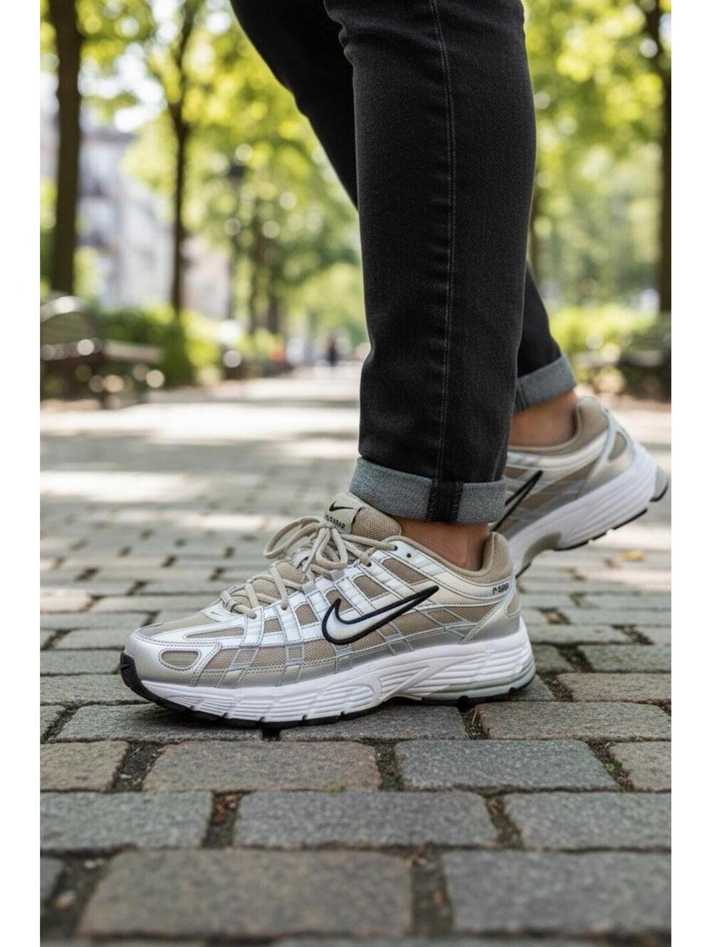Nike P-6000 Khaki Metallic Silver Beige Platinum HQ3030-200 Men's Shoe Size 12.5